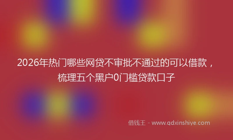 2026年热门哪些网贷不审批不通过的可以借款，梳理五个黑户0门槛贷款口子