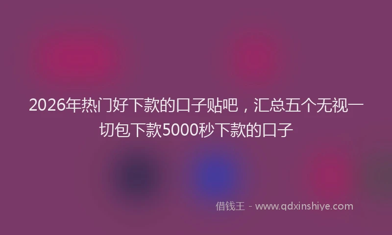 2026年热门好下款的口子贴吧，汇总五个无视一切包下款5000秒下款的口子