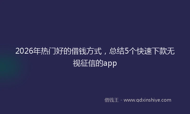2026年热门好的借钱方式，总结5个快速下款无视征信的app