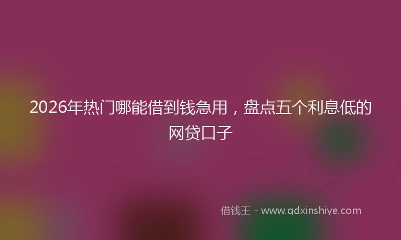 2026年热门哪能借到钱急用，盘点五个利息低的网贷口子