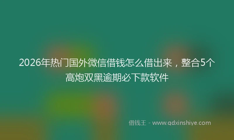 2026年热门国外微信借钱怎么借出来，整合5个高炮双黑逾期必下款软件