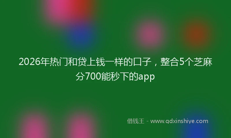 2026年热门和贷上钱一样的口子，整合5个芝麻分700能秒下的app