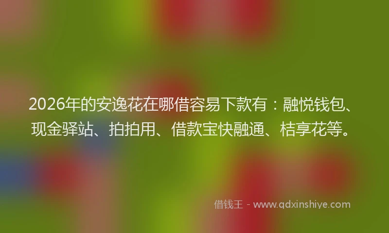 2026年的安逸花在哪借容易下款有：融悦钱包、现金驿站、拍拍用、借款宝快融通、桔享花等。