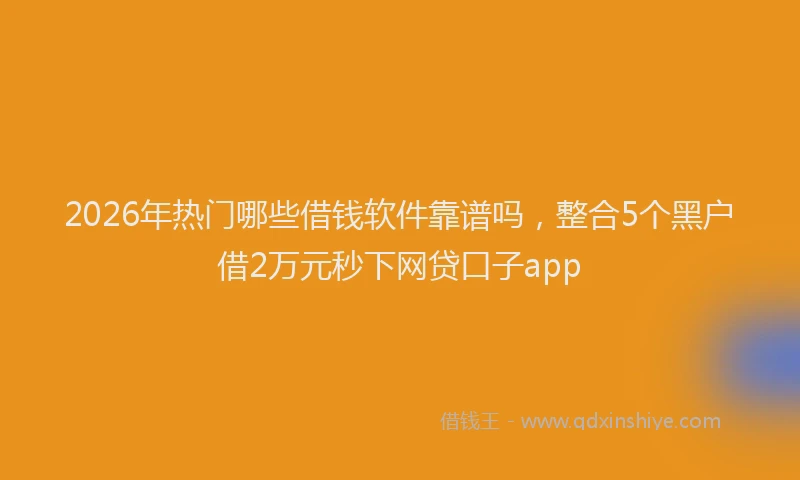 2026年热门哪些借钱软件靠谱吗，整合5个黑户借2万元秒下网贷口子app