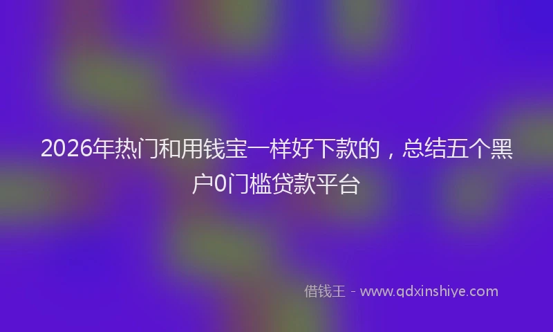 2026年热门和用钱宝一样好下款的，总结五个黑户0门槛贷款平台