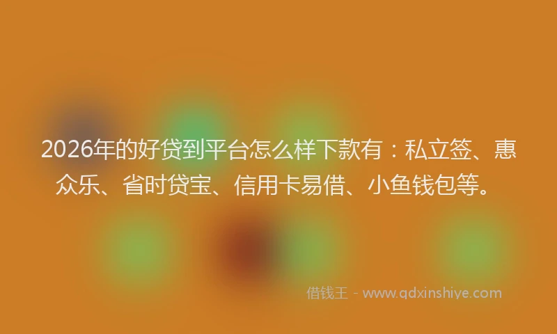 2026年的好贷到平台怎么样下款有：私立签、惠众乐、省时贷宝、信用卡易借、小鱼钱包等。