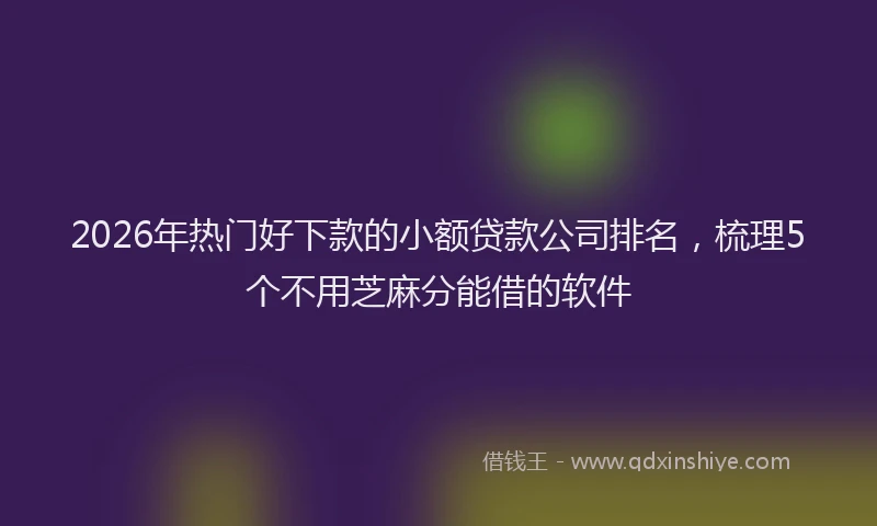 2026年热门好下款的小额贷款公司排名，梳理5个不用芝麻分能借的软件