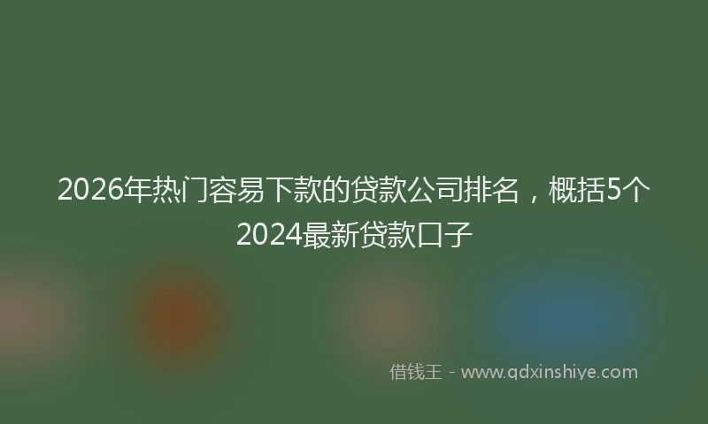 2026年热门容易下款的贷款公司排名，概括5个2024最新贷款口子