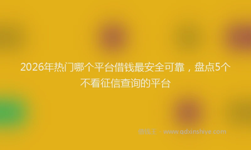 2026年热门哪个平台借钱最安全可靠，盘点5个不看征信查询的平台
