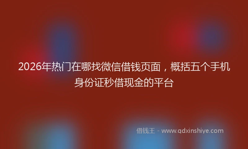 2026年热门在哪找微信借钱页面，概括五个手机身份证秒借现金的平台