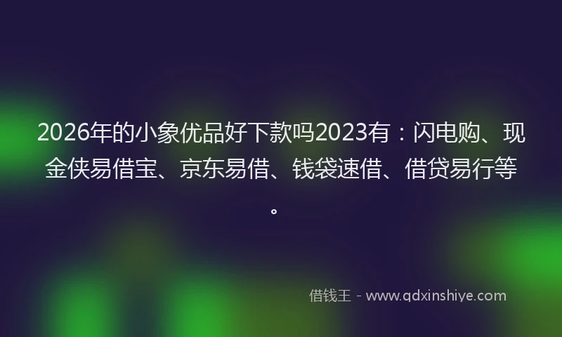 2026年的小象优品好下款吗2023有：闪电购、现金侠易借宝、京东易借、钱袋速借、借贷易行等。