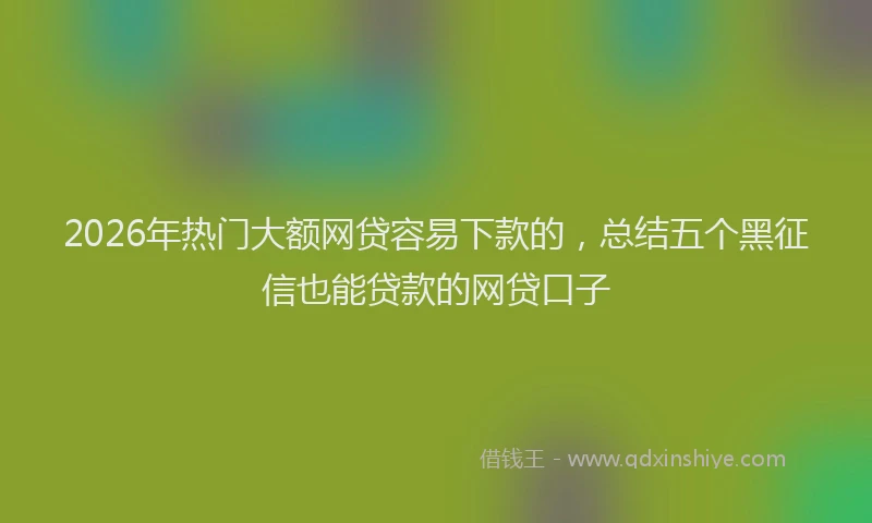 2026年热门大额网贷容易下款的，总结五个黑征信也能贷款的网贷口子