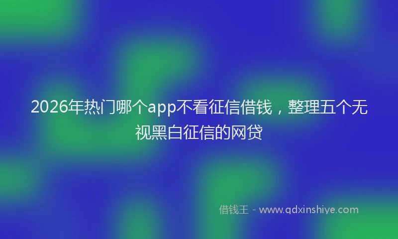 2026年热门哪个app不看征信借钱，整理五个无视黑白征信的网贷