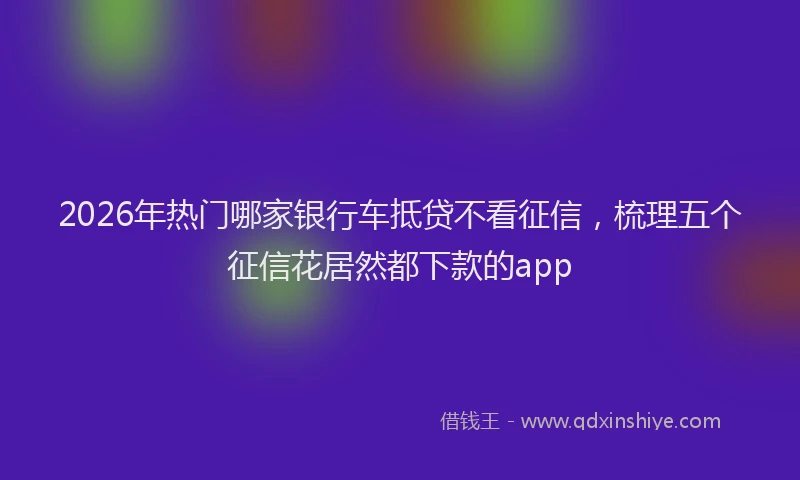 2026年热门哪家银行车抵贷不看征信，梳理五个征信花居然都下款的app