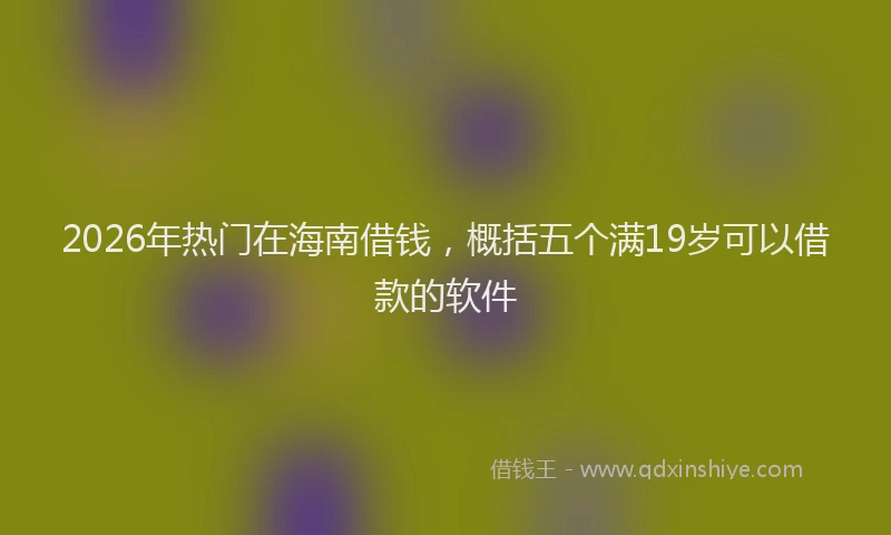 2026年热门在海南借钱，概括五个满19岁可以借款的软件