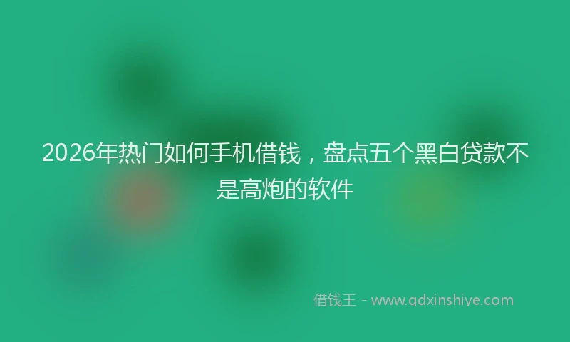 2026年热门如何手机借钱，盘点五个黑白贷款不是高炮的软件