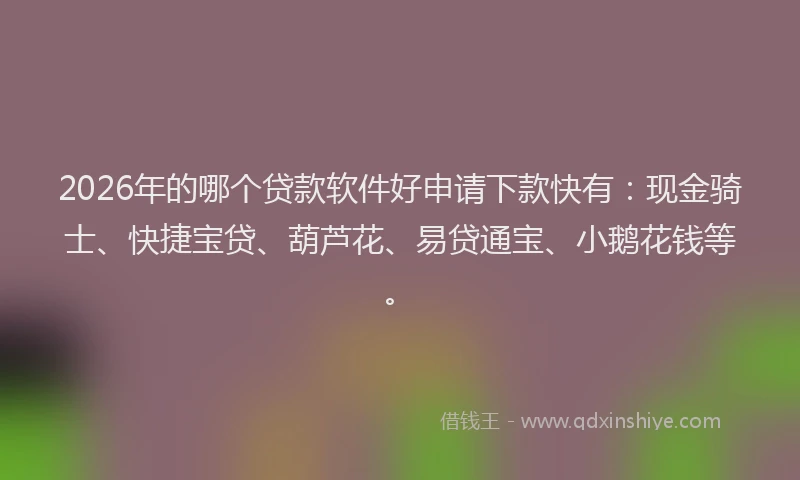2026年的哪个贷款软件好申请下款快有：现金骑士、快捷宝贷、葫芦花、易贷通宝、小鹅花钱等。