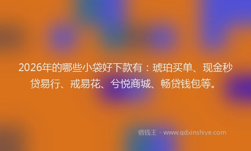 2026年的哪些小袋好下款有：琥珀买单、现金秒贷易行、戒易花、兮悦商城、畅贷钱包等。