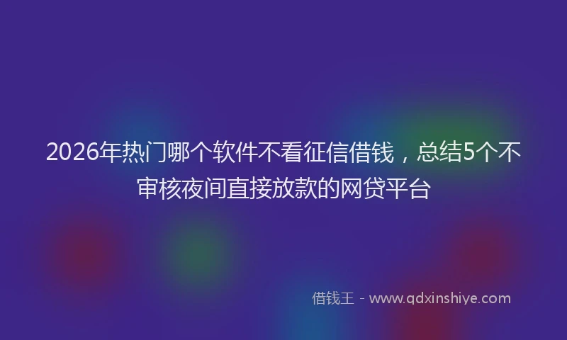 2026年热门哪个软件不看征信借钱，总结5个不审核夜间直接放款的网贷平台