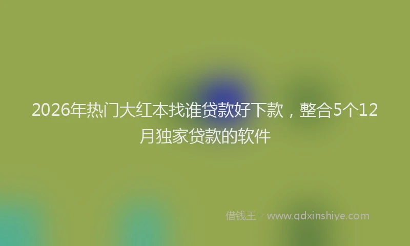 2026年热门大红本找谁贷款好下款，整合5个12月独家贷款的软件