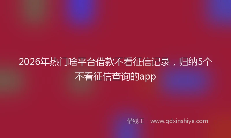 2026年热门啥平台借款不看征信记录，归纳5个不看征信查询的app