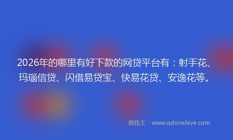 2026年的哪里有好下款的网贷平台有：射手花、玛瑙信贷、闪借易贷宝、快易花贷、安逸花等。