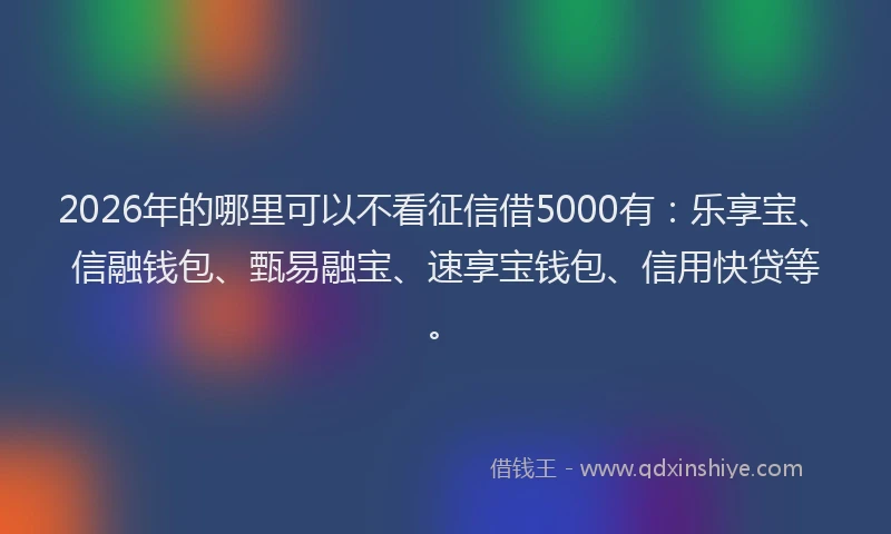 2026年的哪里可以不看征信借5000有：乐享宝、信融钱包、甄易融宝、速享宝钱包、信用快贷等。