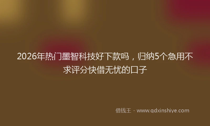 2026年热门墨智科技好下款吗，归纳5个急用不求评分快借无忧的口子