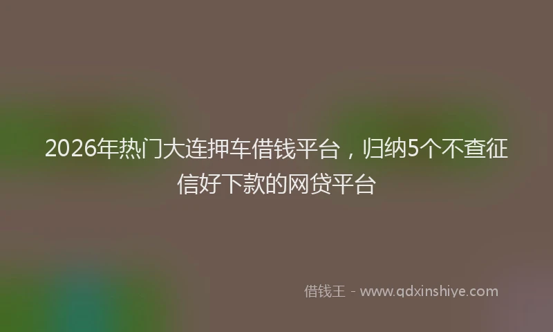 2026年热门大连押车借钱平台，归纳5个不查征信好下款的网贷平台
