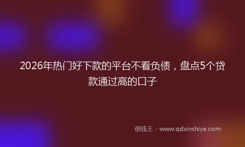 2026年热门好下款的平台不看负债，盘点5个贷款通过高的口子