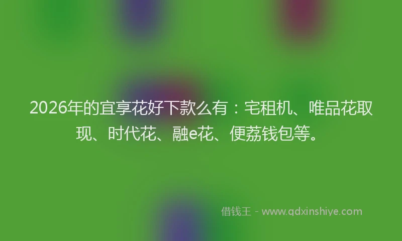 2026年的宜享花好下款么有：宅租机、唯品花取现、时代花、融e花、便荔钱包等。
