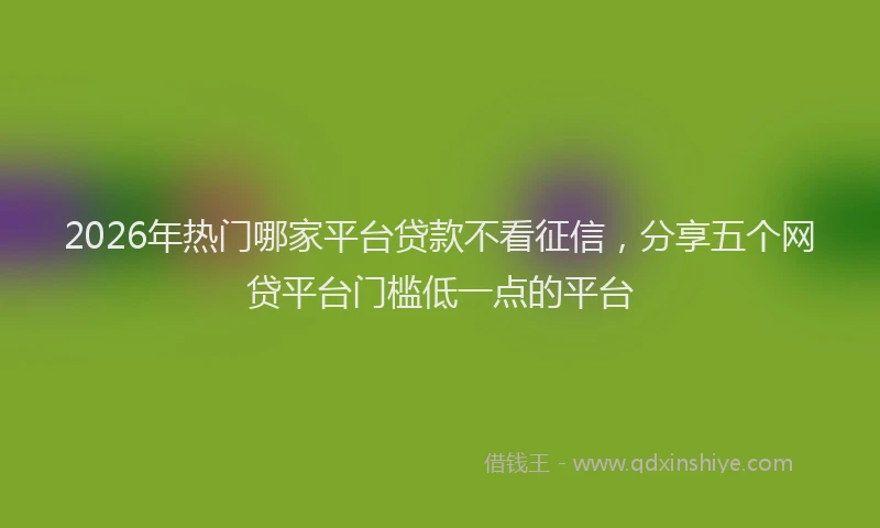 2026年热门哪家平台贷款不看征信，分享五个网贷平台门槛低一点的平台