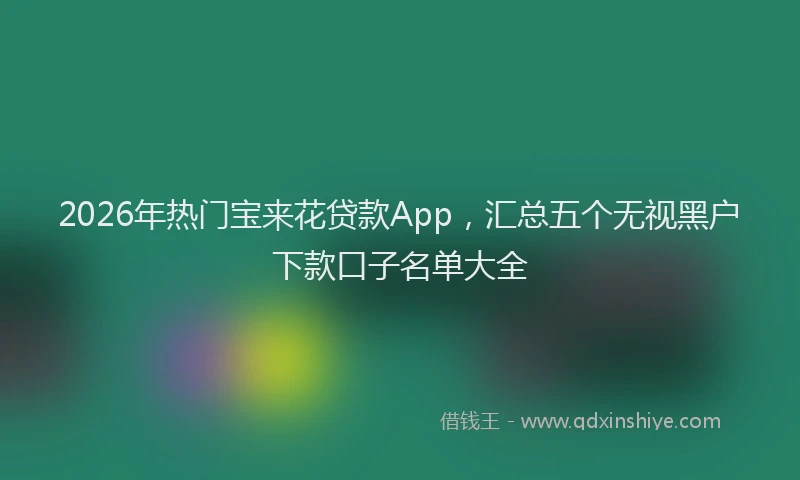 2026年热门宝来花贷款App，汇总五个无视黑户下款口子名单大全
