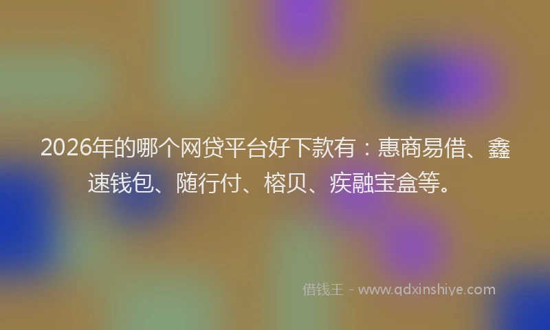 2026年的哪个网贷平台好下款有：惠商易借、鑫速钱包、随行付、榕贝、疾融宝盒等。