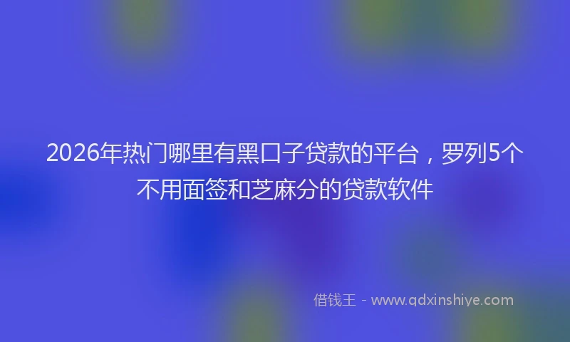2026年热门哪里有黑口子贷款的平台，罗列5个不用面签和芝麻分的贷款软件