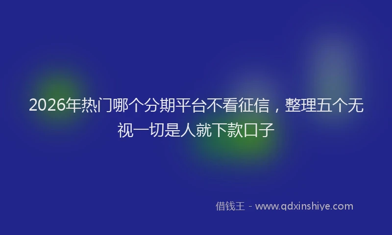 2026年热门哪个分期平台不看征信，整理五个无视一切是人就下款口子