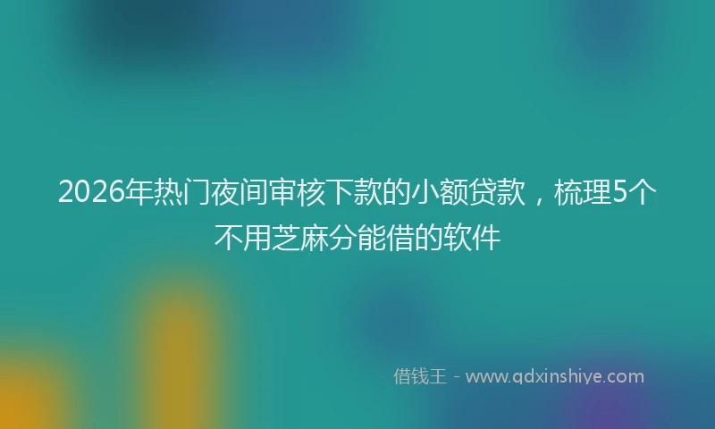 2026年热门夜间审核下款的小额贷款，梳理5个不用芝麻分能借的软件