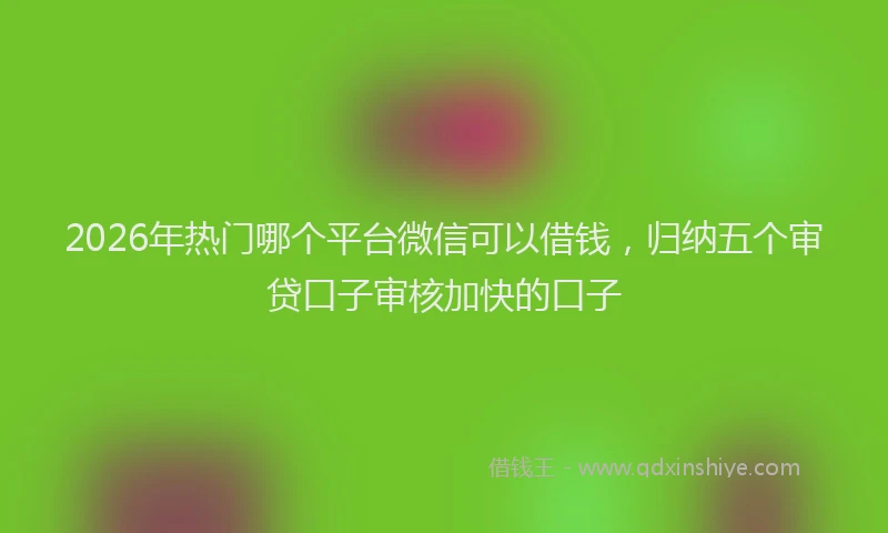 2026年热门哪个平台微信可以借钱，归纳五个审贷口子审核加快的口子