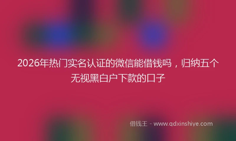 2026年热门实名认证的微信能借钱吗，归纳五个无视黑白户下款的口子