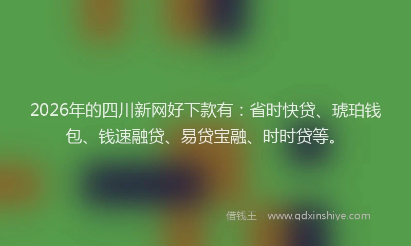 2026年的四川新网好下款有：省时快贷、琥珀钱包、钱速融贷、易贷宝融、时时贷等。