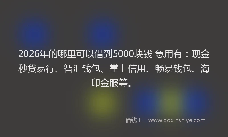 2026年的哪里可以借到5000块钱 急用有：现金秒贷易行、智汇钱包、掌上信用、畅易钱包、海印金服等。