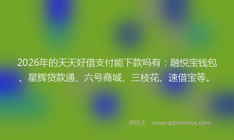 2026年的天天好借支付能下款吗有：融悦宝钱包、星辉贷款通、六号商城、三枝花、速借宝等。