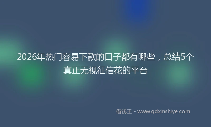2026年热门容易下款的口子都有哪些，总结5个真正无视征信花的平台
