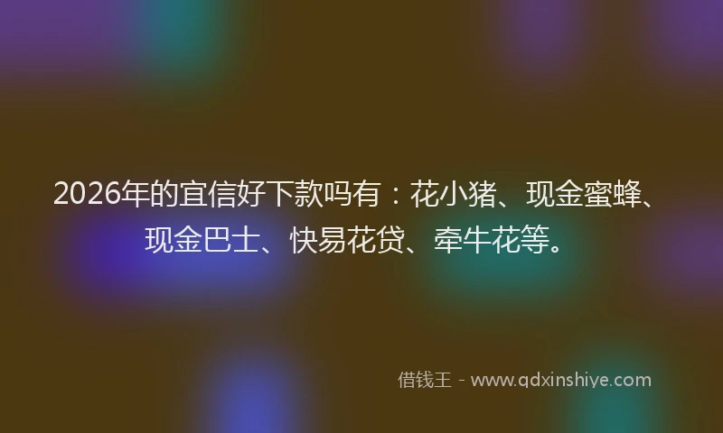 2026年的宜信好下款吗有：花小猪、现金蜜蜂、现金巴士、快易花贷、牵牛花等。