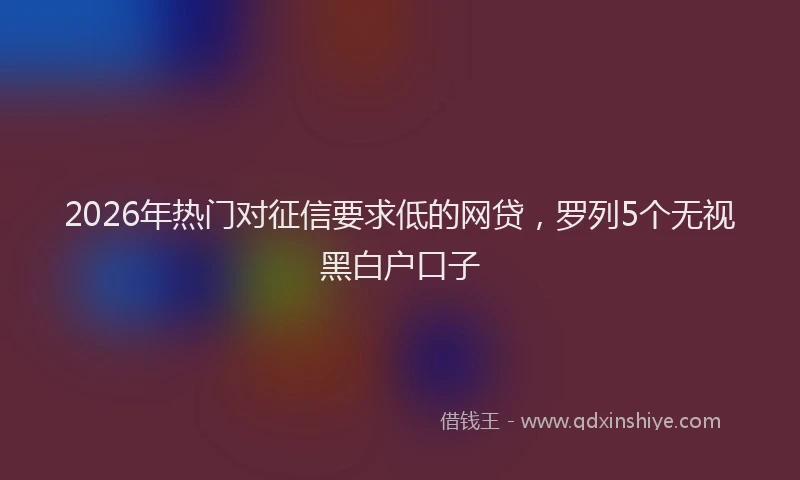 2026年热门对征信要求低的网贷，罗列5个无视黑白户口子