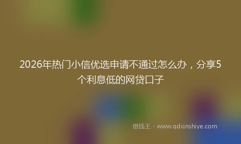 2026年热门小信优选申请不通过怎么办，分享5个利息低的网贷口子