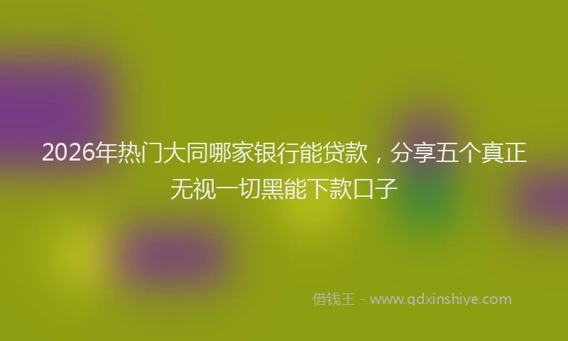 2026年热门大同哪家银行能贷款，分享五个真正无视一切黑能下款口子