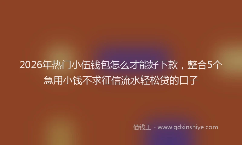 2026年热门小伍钱包怎么才能好下款,整合5个急用小钱不求征信流水轻松贷的口子