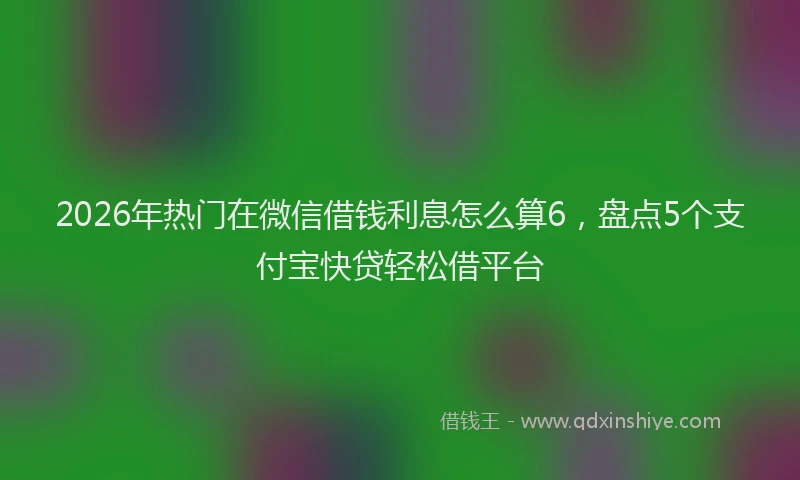 2026年热门在微信借钱利息怎么算6，盘点5个支付宝快贷轻松借平台