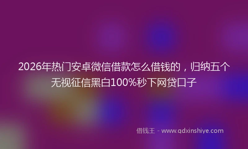 2026年热门安卓微信借款怎么借钱的，归纳五个无视征信黑白100%秒下网贷口子